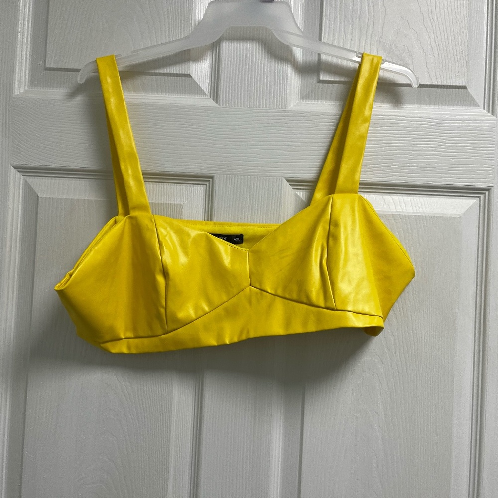 Yellow Faux Leather Bralette